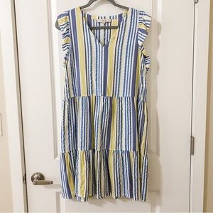 LOFT Blue & Yellow Stripe Dress